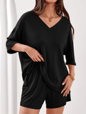 V-neck short-sleeved casual beach suit for women