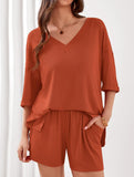 V-neck short-sleeved casual beach suit for women