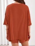 V-neck short-sleeved casual beach suit for women