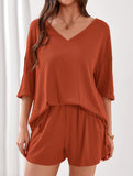V-neck short-sleeved casual beach suit for women