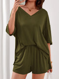 V-neck short-sleeved casual beach suit for women