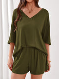 V-neck short-sleeved casual beach suit for women