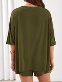 V-neck short-sleeved casual beach suit for women