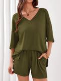 V-neck short-sleeved casual beach suit for women