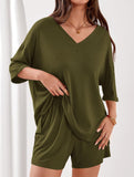 V-neck short-sleeved casual beach suit for women