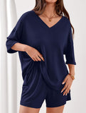 V-neck short-sleeved casual beach suit for women