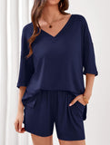 V-neck short-sleeved casual beach suit for women