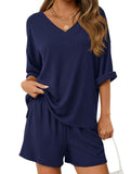 V-neck short-sleeved casual beach suit for women