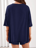 V-neck short-sleeved casual beach suit for women