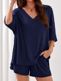 V-neck short-sleeved casual beach suit for women
