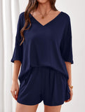 V-neck short-sleeved casual beach suit for women