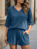 V-neck short-sleeved casual beach suit for women