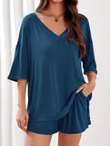V-neck short-sleeved casual beach suit for women