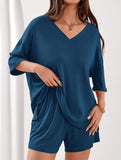 V-neck short-sleeved casual beach suit for women