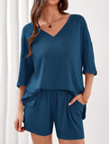V-neck short-sleeved casual beach suit for women