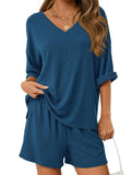 V-neck short-sleeved casual beach suit for women