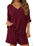 V-neck short-sleeved casual beach suit for women