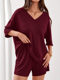 V-neck short-sleeved casual beach suit for women