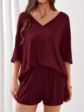 V-neck short-sleeved casual beach suit for women
