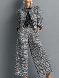 Women's Lapel Slim Fit Short Jacket and Pants Set_CWSS01458