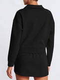 Sport Collar Top Skirt Set
