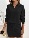 Sport Collar Top Skirt Set