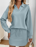 Sport Collar Top Skirt Set