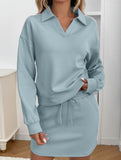 Sport Collar Top Skirt Set