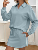 Sport Collar Top Skirt Set