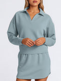 Sport Collar Top Skirt Set