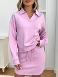 Sport Collar Top Skirt Set