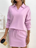 Sport Collar Top Skirt Set