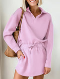 Sport Collar Top Skirt Set
