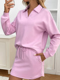 Sport Collar Top Skirt Set