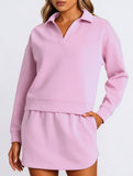 Sport Collar Top Skirt Set