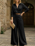 Solid Lapel Slim Fashion Set