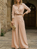 Solid Lapel Slim Fashion Set