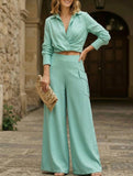 Solid Lapel Slim Fashion Set