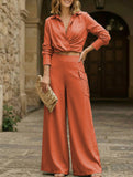 Solid Lapel Slim Fashion Set