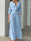 Solid Lapel Slim Fashion Set