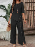 Irregular Hem Shirt Pants Set