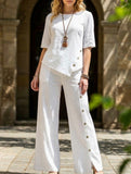 Irregular Hem Shirt Pants Set