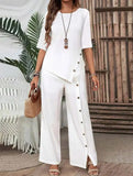 Irregular Hem Shirt Pants Set