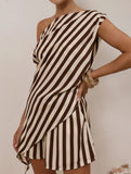 One Shoulder Top Shorts Set