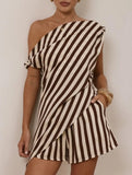 One Shoulder Top Shorts Set
