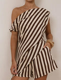 One Shoulder Top Shorts Set
