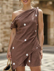 One Shoulder Top Shorts Set