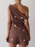 One Shoulder Top Shorts Set