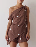 One Shoulder Top Shorts Set