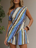 One Shoulder Top Shorts Set